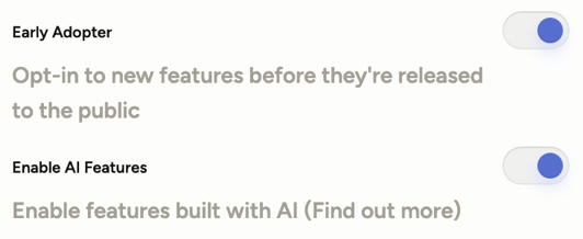 Screenshot of settings